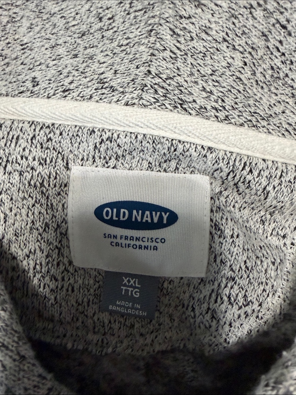 Old Navy Men's Heather Gray Shawl-Collar Crewneck Sweater - Picture 2 of 2